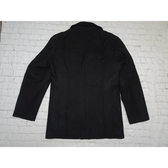 Cole Haan Melton Men's Black Wool Pea Coat with Scarf S - Picture 3 of 10